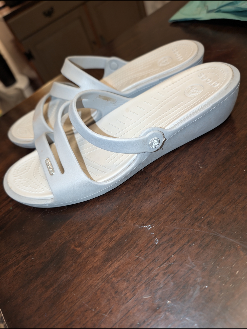 Crocs Women’s White Slide Sandals - Comfortable Everyday Wear Summer Wedge